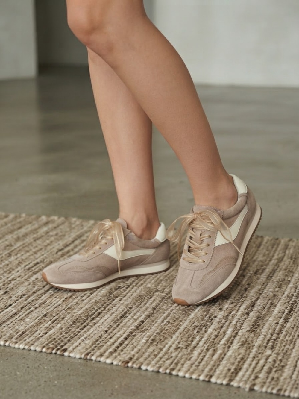Dolce Vita Taupe Suede Low-Top Sneakers with Cream Accents